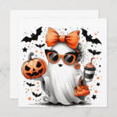 Invitation Ghost d'Halloween drôle (Devant / Derrière)