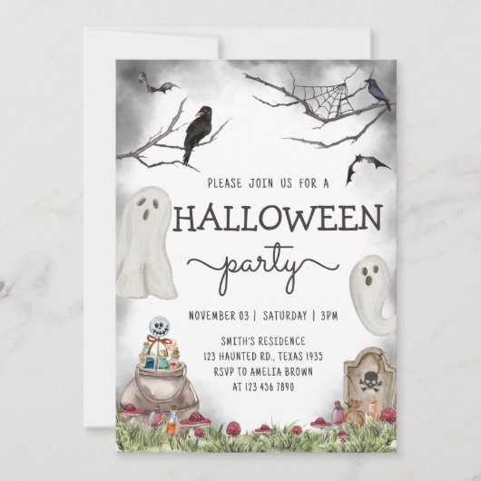 Invitation Ghost Éffrayant Halloween (Devant)