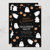 Invitation Ghost et Citrouille Black Halloween Party (Devant / Derrière)