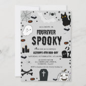Invitation Ghost Fourever Éffrayant Halloween 4e anniversaire (Devant)