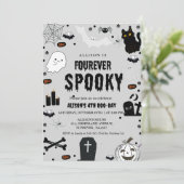 Invitation Ghost Fourever Éffrayant Halloween 4e anniversaire (Debout devant)