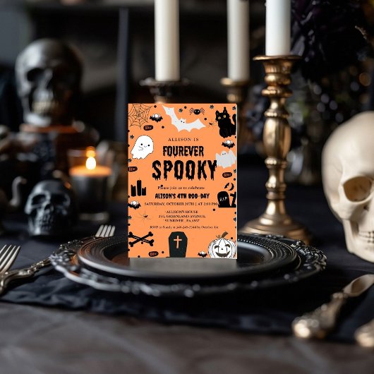 Invitation Ghost Fourever Éffrayant Halloween 4e anniversaire