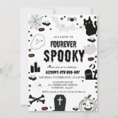 Invitation Ghost Fourever Éffrayant Halloween 4e anniversaire (Devant)