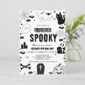 Invitation Ghost Fourever Éffrayant Halloween 4e anniversaire (Debout devant)