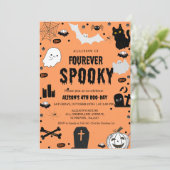 Invitation Ghost Fourever Éffrayant Halloween 4e anniversaire (Debout devant)