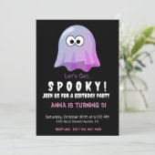 Invitation Ghost Google Eyes rose mignon : Éffrayant & Whimsi (Debout devant)