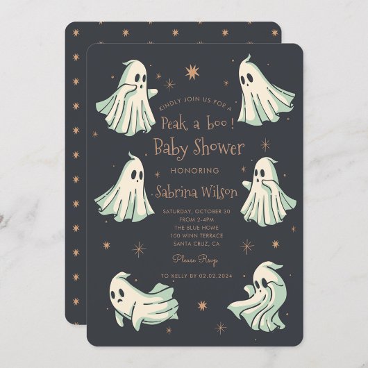 Invitation Ghost Halloween Baby shower Spooktaculaire