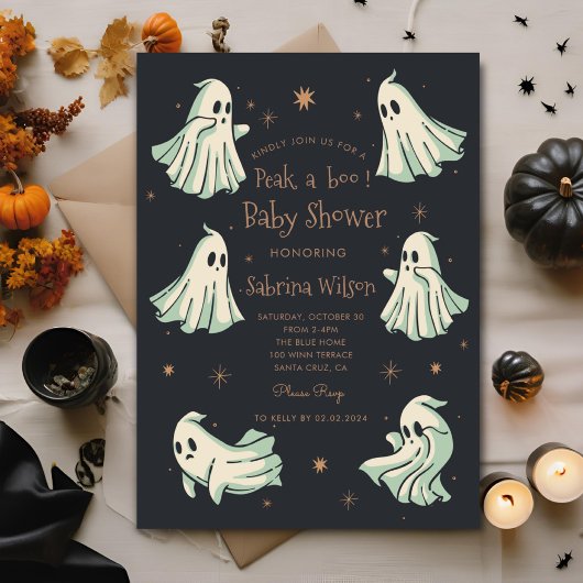 Invitation Ghost Halloween Baby shower Spooktaculaire