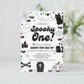Invitation Ghost Halloween Éffrayant un premier anniversaire (Debout devant)