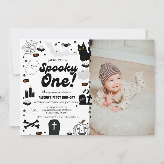 Invitation Ghost Halloween Éffrayant un premier anniversaire (Devant)