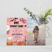 Invitation Ghost Halloween une éffrayante fille Super Anniver (Debout devant)