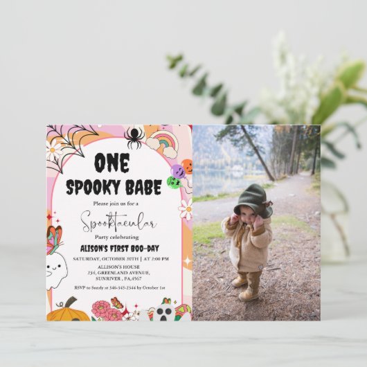 Invitation Ghost Halloween vibes Éffrayantes Retro Super Anni (Debout devant)