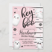 Invitation Ghost Hey Boo Pastel Pink Halloween Anniversaire (Devant)