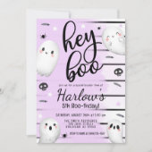 Invitation Ghost Hey Boo Pastel Purple Halloween Anniversaire (Devant)