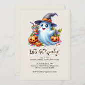 Invitation Ghost mignon avec boissons éffrayantes, Halloween (Devant / Derrière)