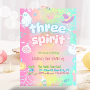 Invitation Ghost Pastel Neon Glow 3ème anniversaire Halloween