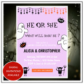 Invitation Ghost Pink Orange Octobre Halloween genre
