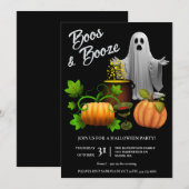 Invitation Ghosts Boos et Booze Halloween Party (Devant / Derrière)