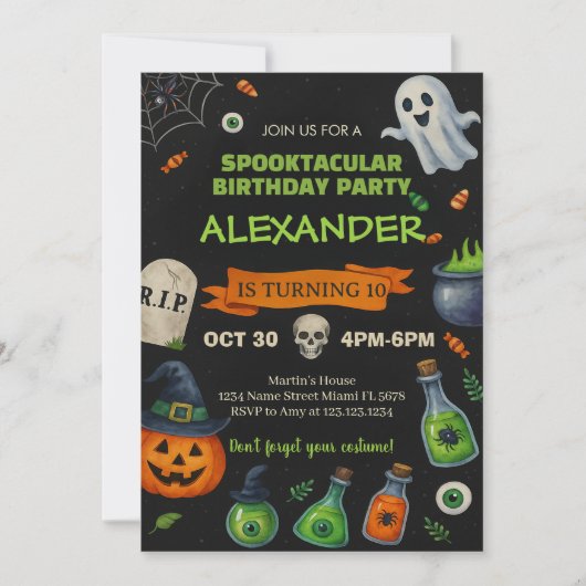 Invitation Ghosts et Citrouilles mignons (Devant)