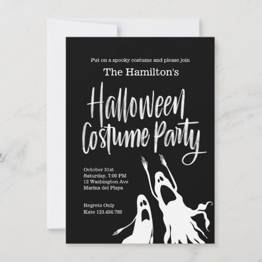 Invitation Ghosts Gouls Black White Halloween Costume Party (Devant)