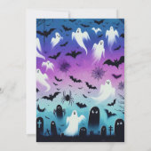 Invitation Ghosts Spiderwebs Graves Purple Bleu Halloween (Dos)