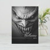 Invitation Ghoulish Gargoyle Black & White Halloween Party (Debout devant)