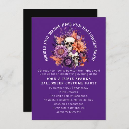 Invitation Ghouls veut juste s'amuser : Adulte Halloween Bash (Devant / Derrière)