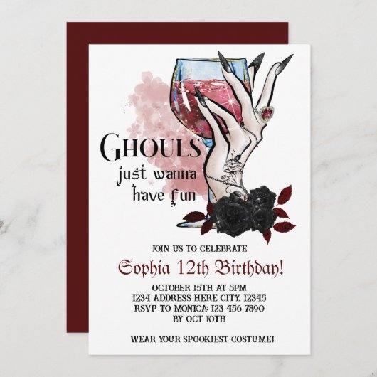 Invitation Ghouls veut juste s'amuser Halloween Anniversaire (Devant / Derrière)