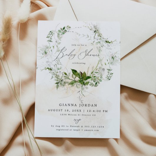 Invitation GIANNA Etherial Greenerial Garden Baby shower