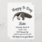 Invitation Giant Anteater Joyeux anniversaire (Devant / Derrière)