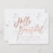 Invitation Gift certificate faux chic rose gold hello marble (Devant)
