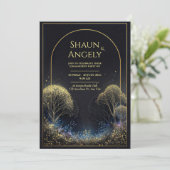 Invitation Gilded Arch Midnight Starry Forest Wedding (Debout devant)