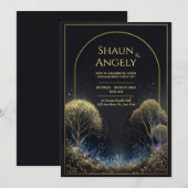 Invitation Gilded Arch Midnight Starry Forest Wedding (Devant / Derrière)