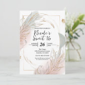 Invitation Gilded Gold Sage & Blush Botanical Sweet 16 (Debout devant)