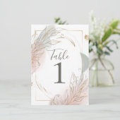 Invitation Gilded Gold Sage & Blush Botanical Table Number (Debout devant)