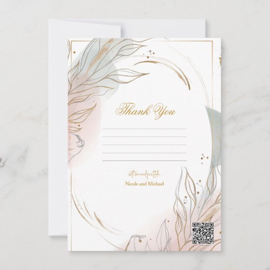 Invitation Gilded Gold Sage & Blush Botanical Wedding  (Devant)