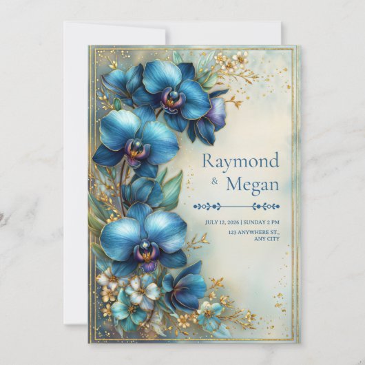 Invitation Gilded Indigo Orchid Stardust Wedding (Devant)