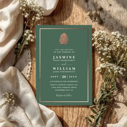 Invitation Gilded Tropics Elegant Modern QR Code Wedding