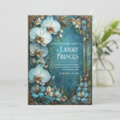 Invitation Gilded Vintage Botanical Orchid Wedding (Debout devant)