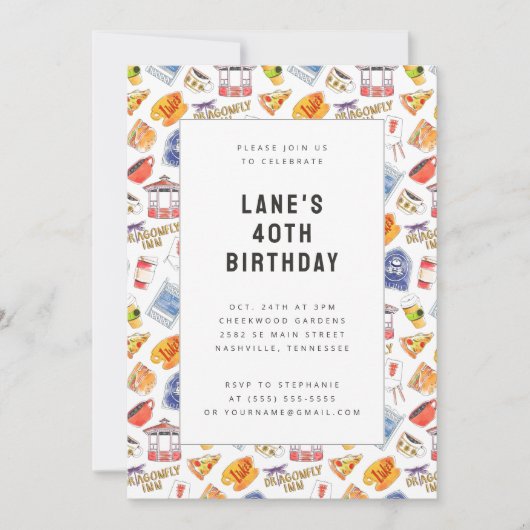 Invitation Gilmore Girls Aquarelle Icônes Anniversaire (Devant)