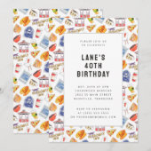 Invitation Gilmore Girls Aquarelle Icônes Anniversaire (Devant / Derrière)