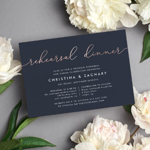 Invitation Gin Lane Dîner de répétition d'or Faux Rose mode