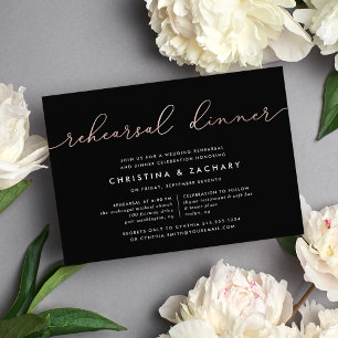 Invitation Gin Lane Dîner de répétition d'or Faux Rose mode