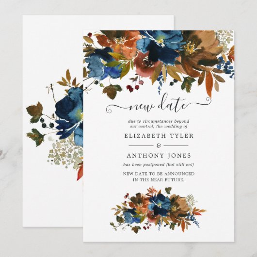 Invitation Gingembre et Mariage Floral de la Marine Nouvelle  (Devant / Derrière)