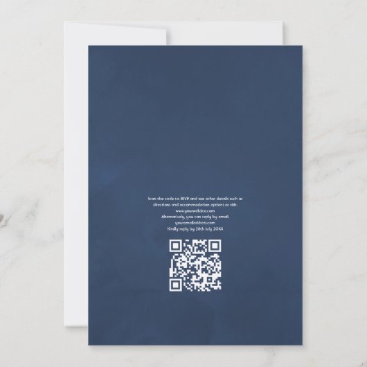 Invitation Gingembre et marine Floral QR Code RSVP Mariage (Dos)