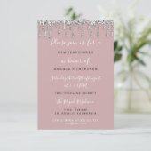 Invitation Ginger Christmas Dinner Holidays Rose Silver Drips (Debout devant)