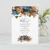 Invitation Ginger et Navy Floral Mariage Photo (Debout devant)