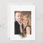Invitation Ginger et Navy Floral Mariage Photo (Dos)