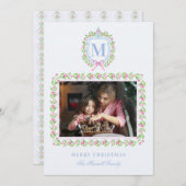 Invitation Ginger Jar & Christmas Berries Crest Monogramme (Devant / Derrière)