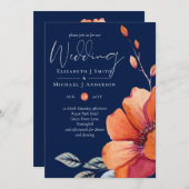 Invitation Ginger Navy Blue Automne Mariages de automne Invit (Devant / Derrière)